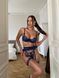 Темно-синій мереживний комплект білизни з гартерами AA0116 фото 2