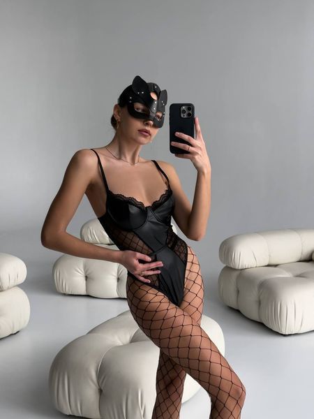 Шкіряна маска для рольових ігор, чорна BB0101 фото